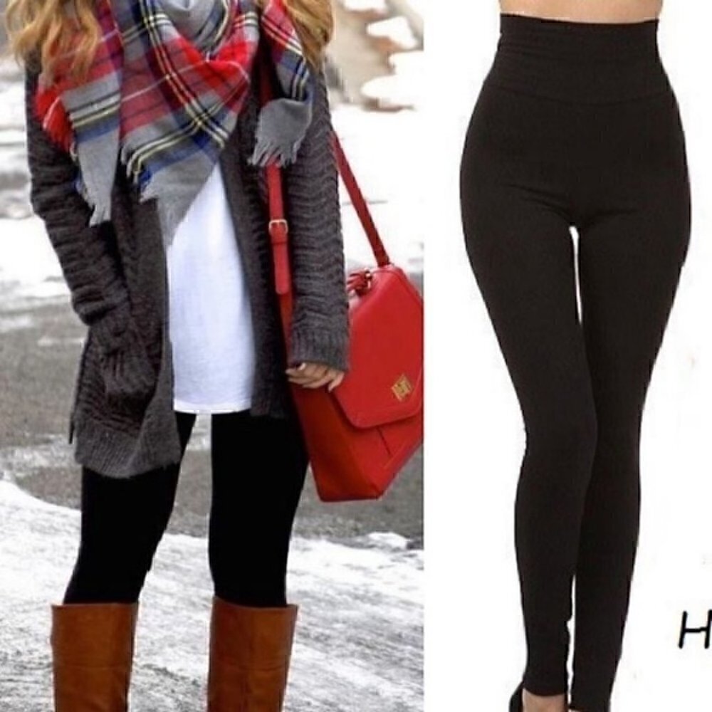 BLACK FLEECE LEGGINGS - Picture 2 of 4